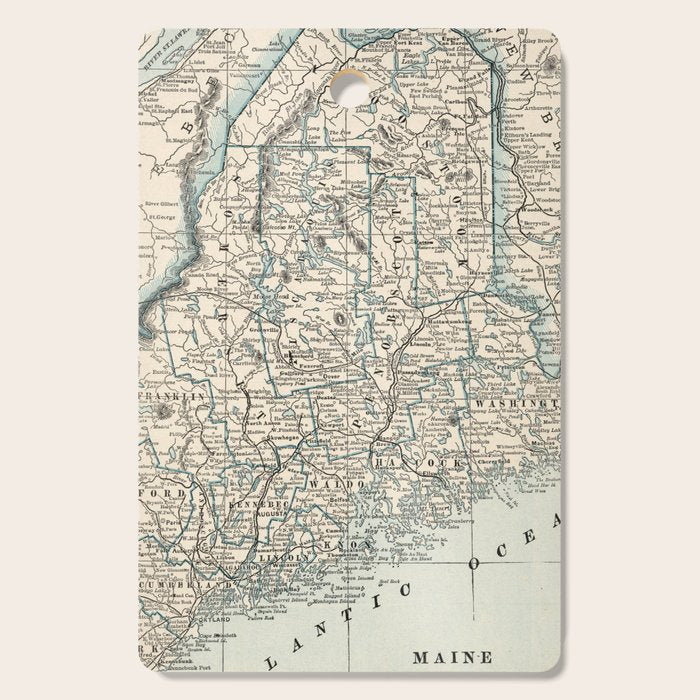 Vintage Map of Maine (1893) Cutting Board Gallery Image 1