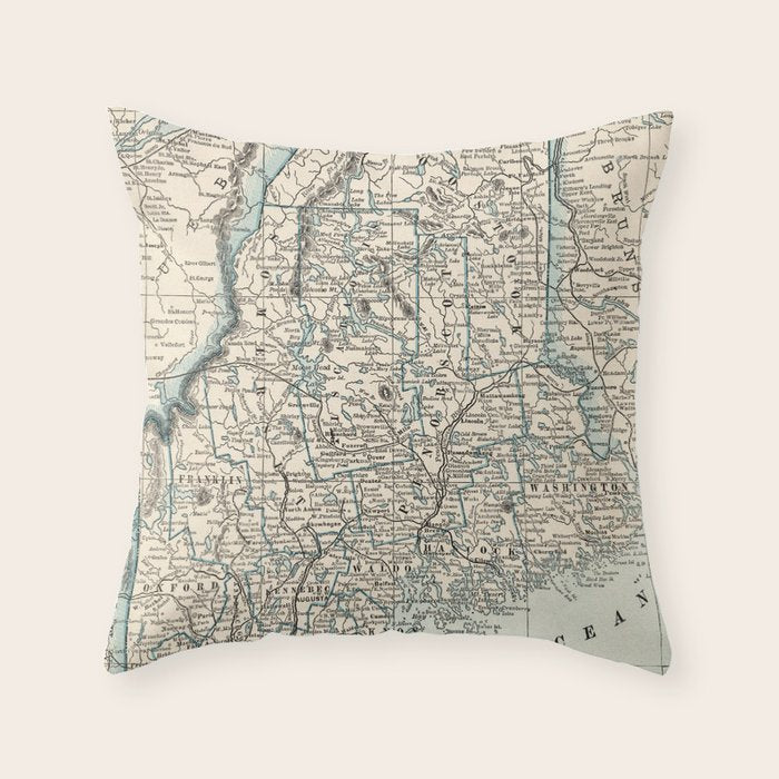 Vintage Map of Maine (1893) Throw Pillow Gallery Image 6