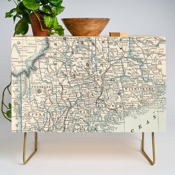 Vintage Map of Maine (1893) Credenza Gallery Image 1
