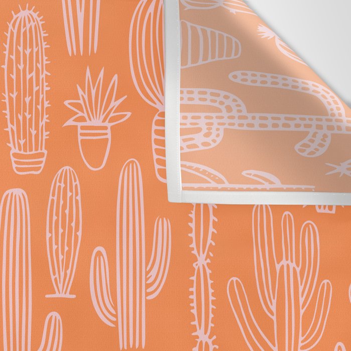 Retro hand drawn cactus plant pattern Wall Tapestry Gallery Image 3