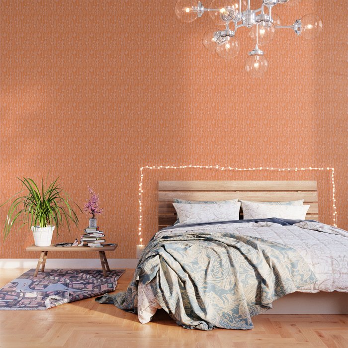 Retro hand drawn cactus plant pattern Wallpaper Gallery Image 1