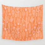 Retro hand drawn cactus plant pattern Wall Tapestry Gallery Image 4