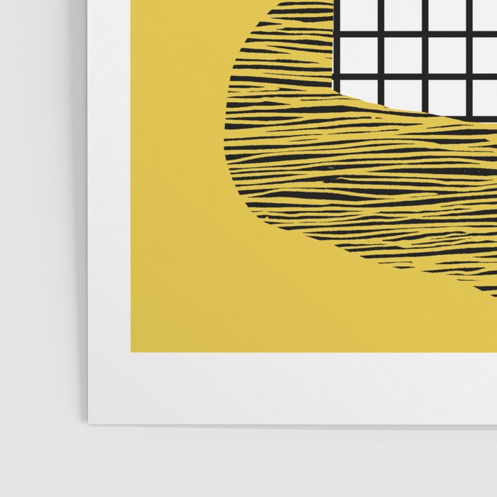 Get Real - potted plant throwback retro neon 1980s style art print minimal abstract grid lines shape Poster Gallery Image 3