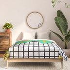 Get Real - potted plant throwback retro neon 1980s style art print minimal abstract grid lines shape Comforter Gallery Image 3