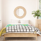 Get Real - potted plant throwback retro neon 1980s style art print minimal abstract grid lines shape Duvet Cover Gallery Image 3