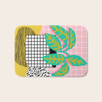 Get Real - potted plant throwback retro neon 1980s style art print minimal abstract grid lines shape Bath Mat Gallery Image 1