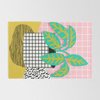 Get Real - potted plant throwback retro neon 1980s style art print minimal abstract grid lines shape Rug Gallery Image 2