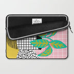 Get Real - potted plant throwback retro neon 1980s style art print minimal abstract grid lines shape Laptop Sleeve Gallery Image 2