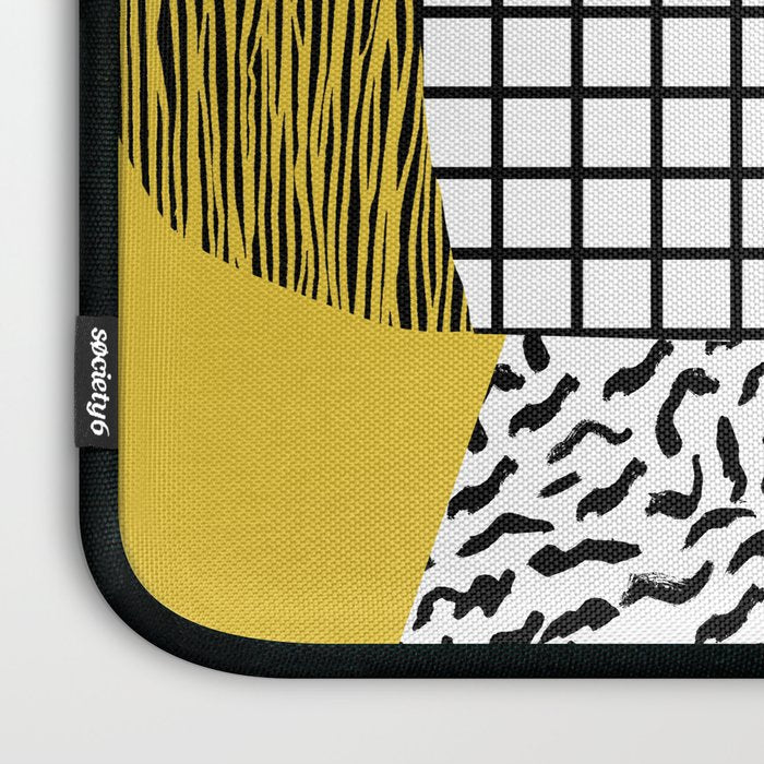Get Real - potted plant throwback retro neon 1980s style art print minimal abstract grid lines shape Laptop Sleeve Gallery Image 3
