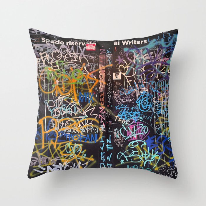 Bologna Graffiti Writers Reserved Space in The Street Throw Pillow Gallery Image 6