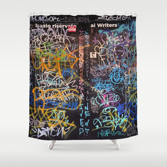 Bologna Graffiti Writers Reserved Space in The Street Shower Curtain Gallery Image 1