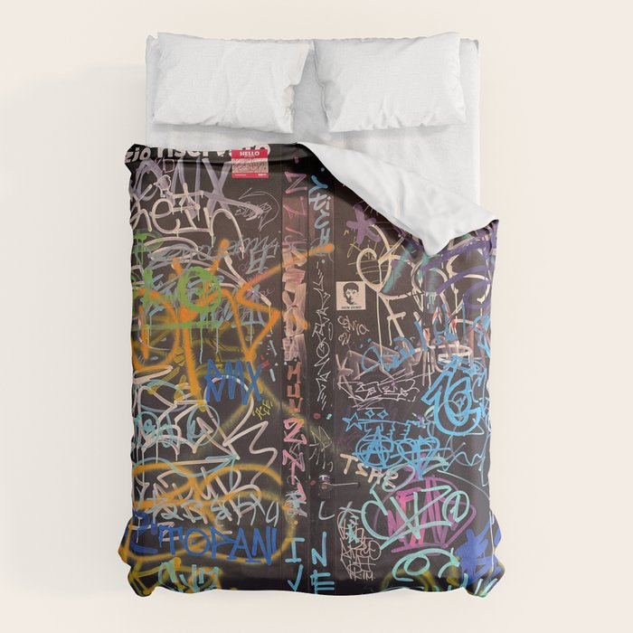 Bologna Graffiti Writers Reserved Space in The Street Duvet Cover Gallery Image 1
