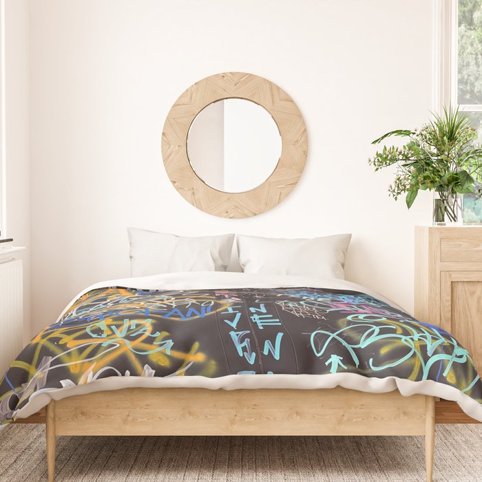 Bologna Graffiti Writers Reserved Space in The Street Duvet Cover Gallery Image 3