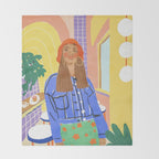 Cafe girl Throw Blanket Gallery Image 2