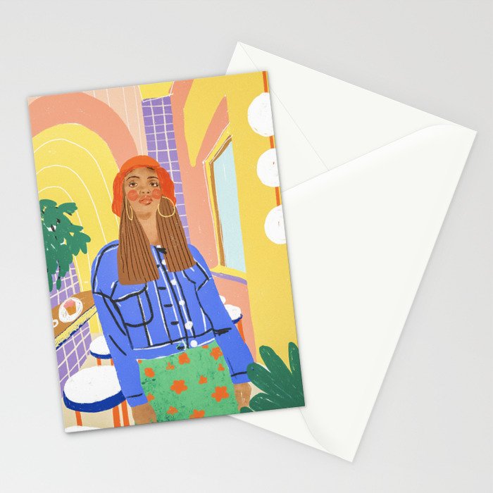 Cafe girl Stationery Card Gallery Image 2