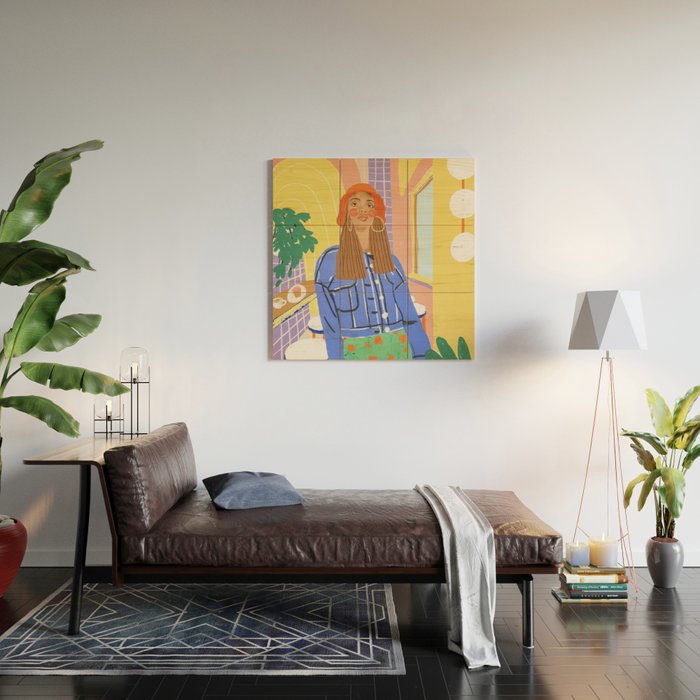 Cafe girl Wood Wall Art Gallery Image 2