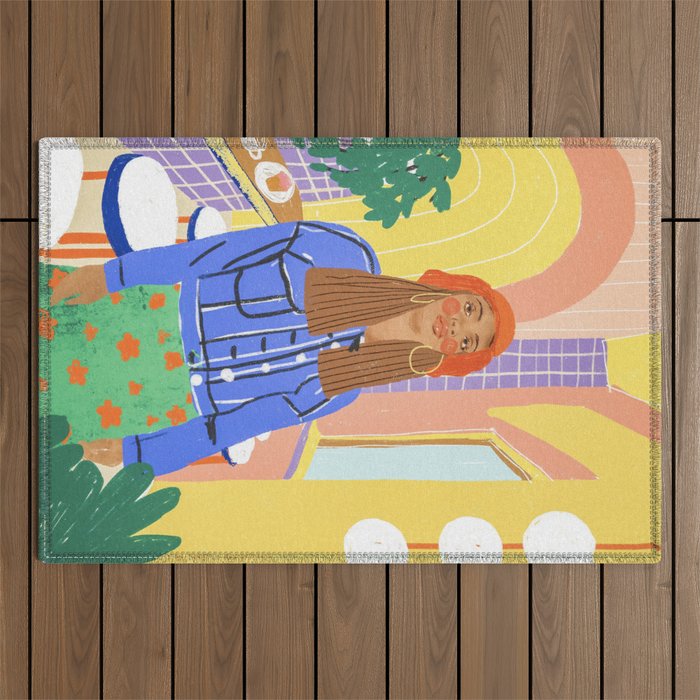 Cafe girl Outdoor Rug Gallery Image 1