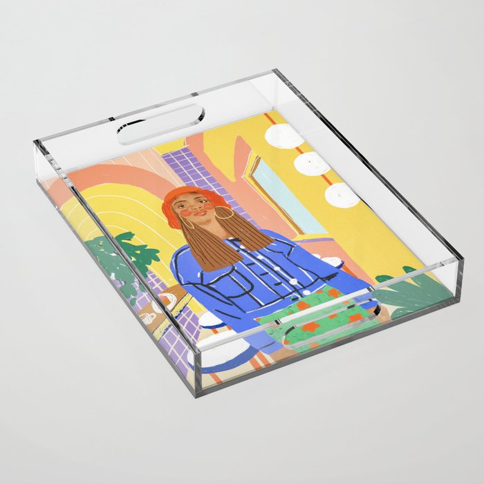 Cafe girl Acrylic Tray Gallery Image 1