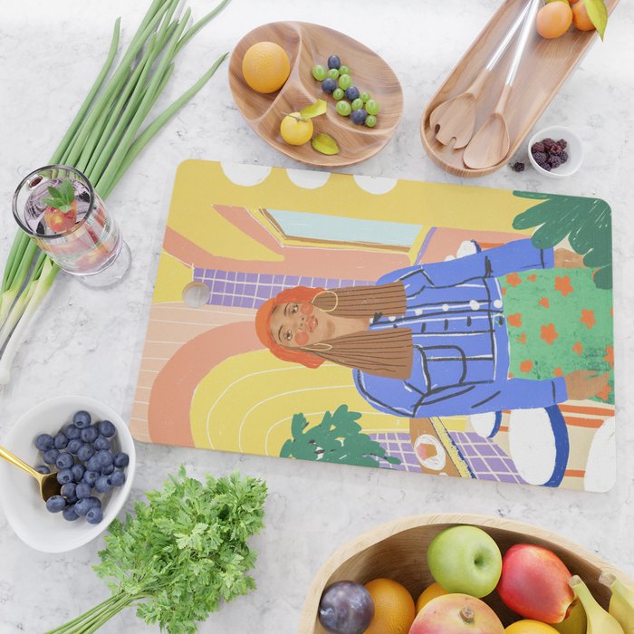 Cafe girl Cutting Board Gallery Image 2