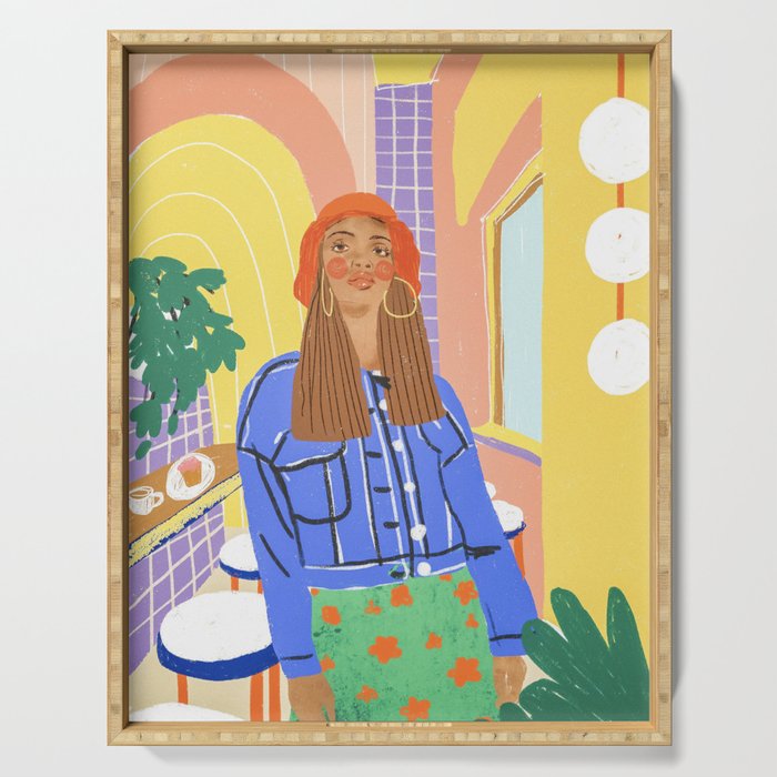 Cafe girl Serving Tray Gallery Image 1