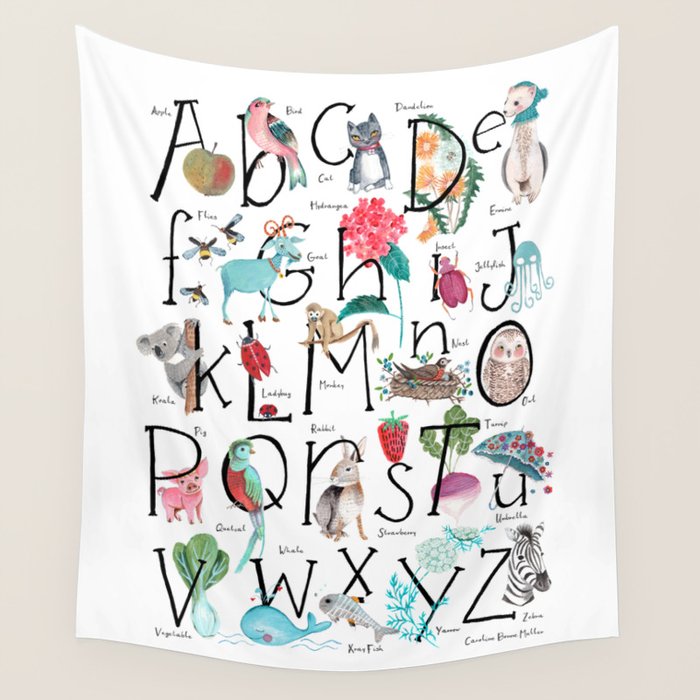Animal kids ABC alphabet  Wall Tapestry Gallery Image 4