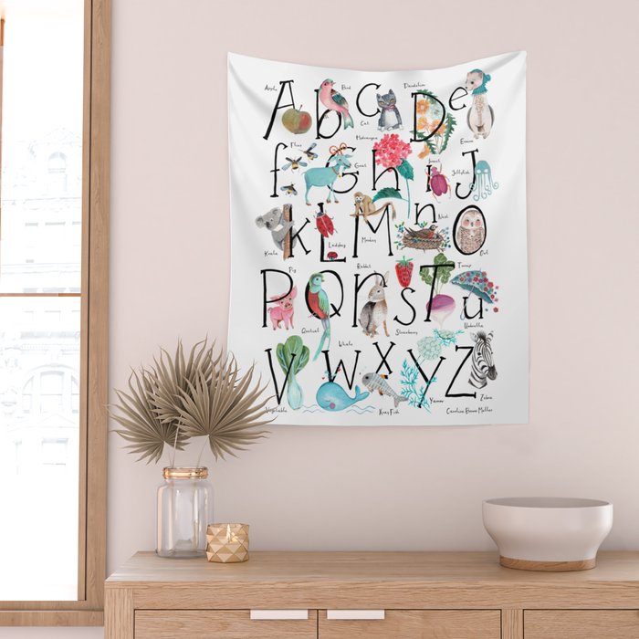 Animal kids ABC alphabet  Wall Tapestry Gallery Image 2