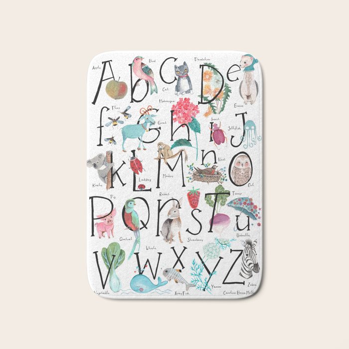 Animal kids ABC alphabet  Bath Mat Gallery Image 1