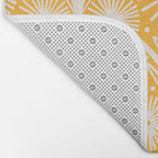 Retro White Fanned Floral Pattern - Yellow Background Bath Mat Gallery Image 2
