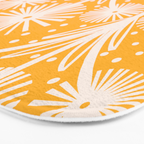 Retro White Fanned Floral Pattern - Yellow Background Bath Mat Gallery Image 3