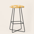 Retro White Fanned Floral Pattern - Yellow Background Stool Gallery Image 1