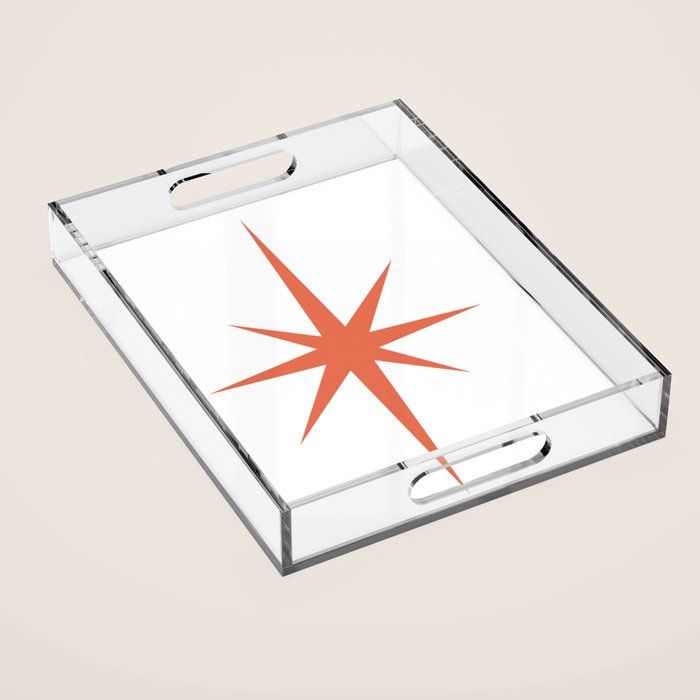 Orange Mid Century Starburst Acrylic Tray Gallery Image 1
