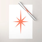 Orange Mid Century Starburst Wrapping Paper Gallery Image 1