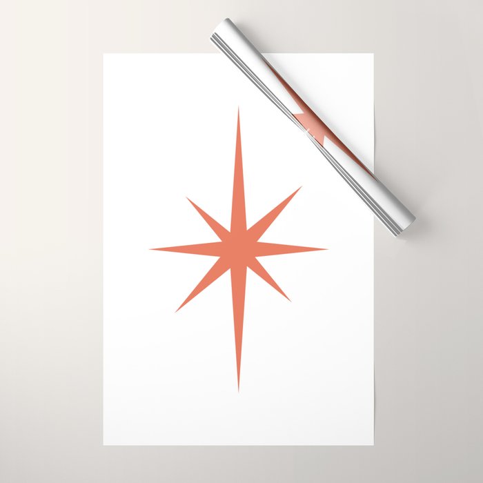 Orange Mid Century Starburst Wrapping Paper Gallery Image 1