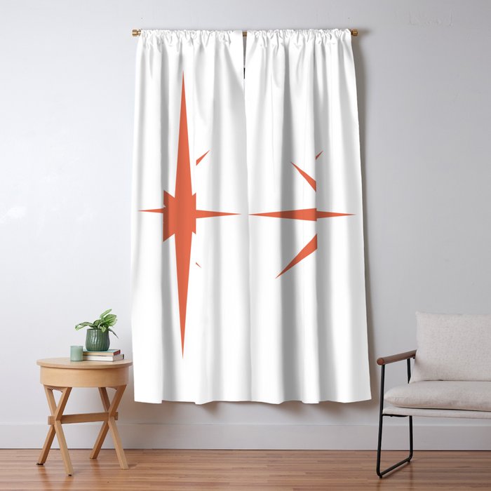 Orange Mid Century Starburst Window Curtain Gallery Image 1