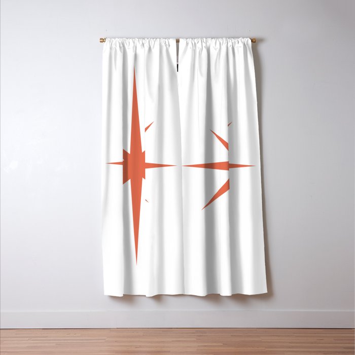Orange Mid Century Starburst Window Curtain Gallery Image 3