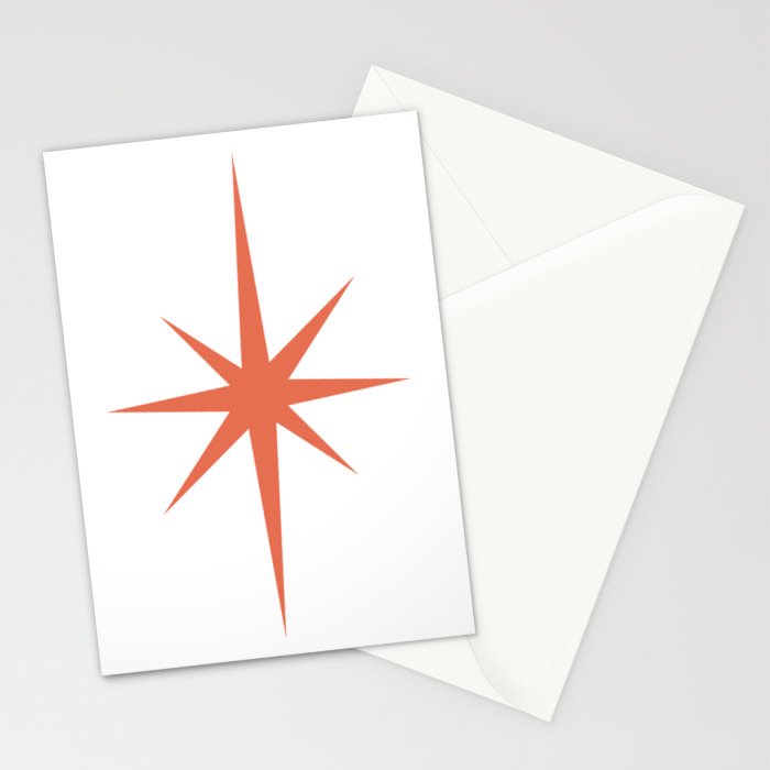 Orange Mid Century Starburst Stationery Card Gallery Image 2