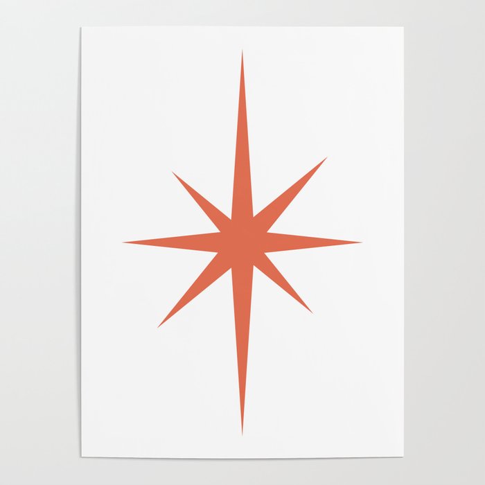 Orange Mid Century Starburst Poster Gallery Image 1