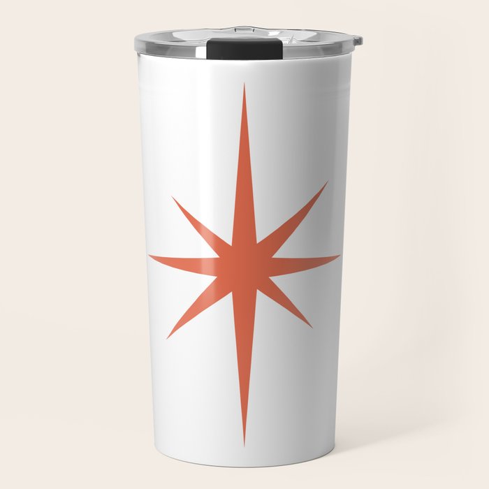 Orange Mid Century Starburst Travel Mug Gallery Image 1