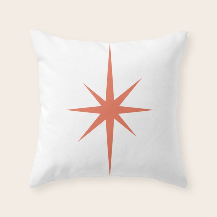 Orange Mid Century Starburst Throw Pillow Gallery Image 6