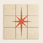 Orange Mid Century Starburst Wood Wall Art Gallery Image 1