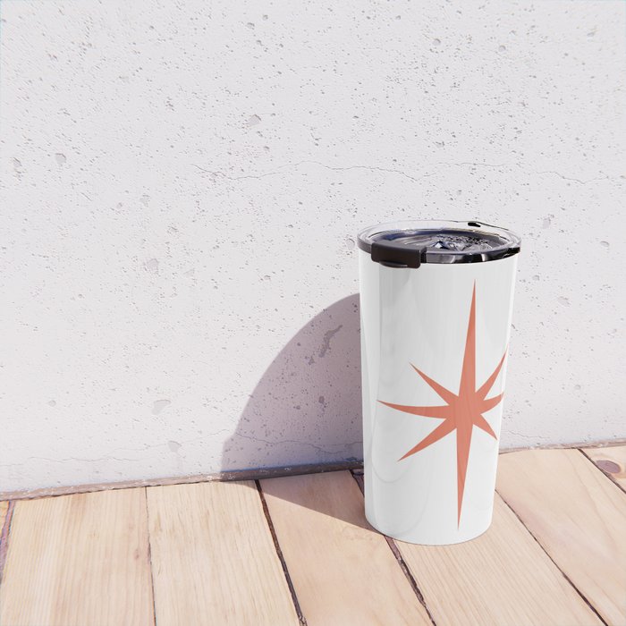 Orange Mid Century Starburst Travel Mug Gallery Image 4
