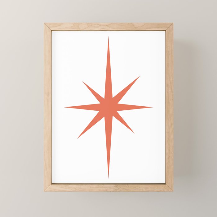 Orange Mid Century Starburst Mini Art Print Gallery Image 1