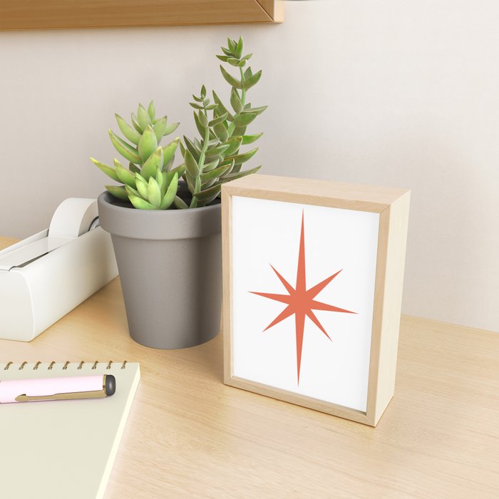 Orange Mid Century Starburst Mini Art Print Gallery Image 2