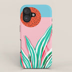 Freakin' - memphis throwback style palm springs neon art print 1980s vintage desert road trippin iPhone Case Gallery Image 1