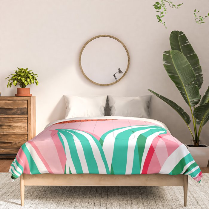 Freakin' - memphis throwback style palm springs neon art print 1980s vintage desert road trippin Comforter Gallery Image 3