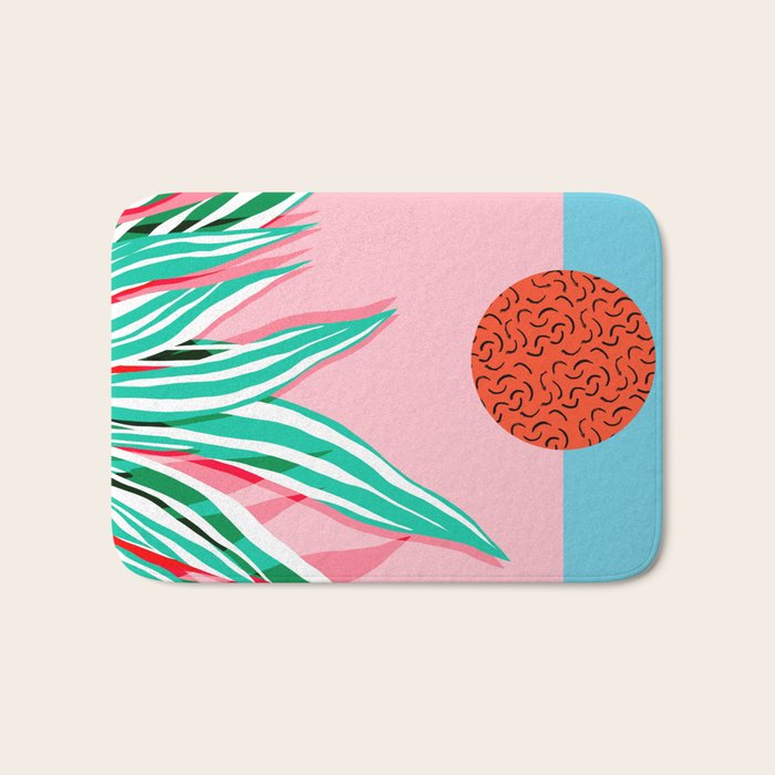Freakin' - memphis throwback style palm springs neon art print 1980s vintage desert road trippin Bath Mat Gallery Image 1