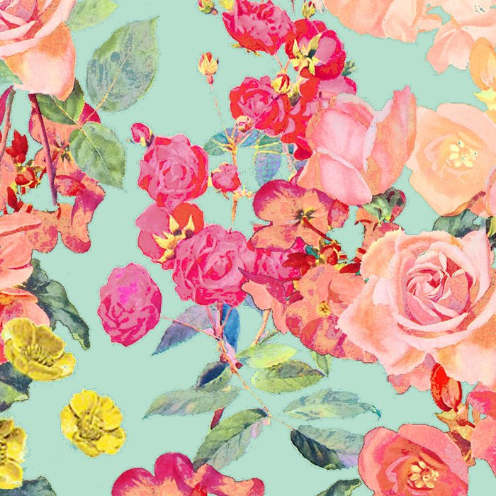 Antique Floral Print in Coral and Mint Tones Coffee Mug Gallery Image 2