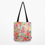 Antique Floral Print in Coral and Mint Tones Tote Bag Gallery Image 2