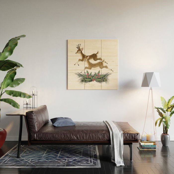 winter deer // repeat pattern Wood Wall Art Gallery Image 2