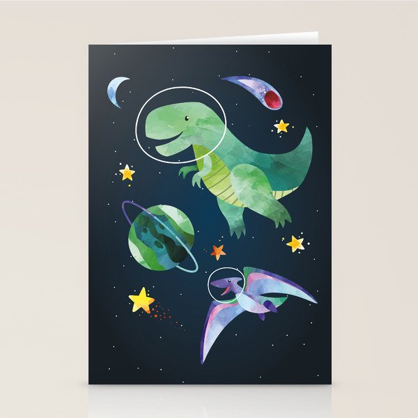 Space T-Rex dinosaur Stationery Card Gallery Image 2